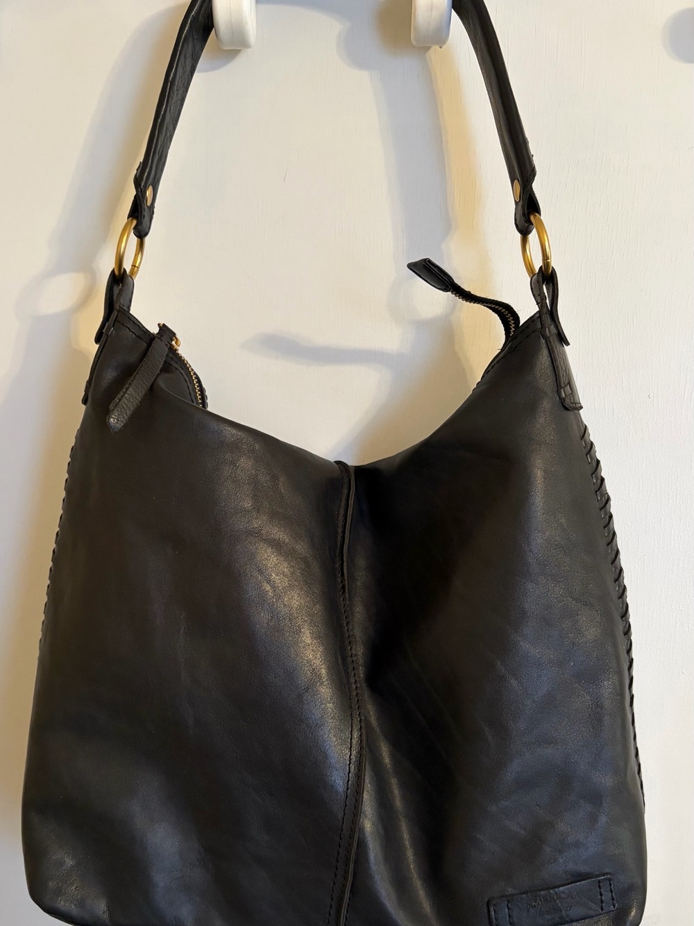 American Leather Co Black Leather Hobo Bag Soft Genuine Leather Purse